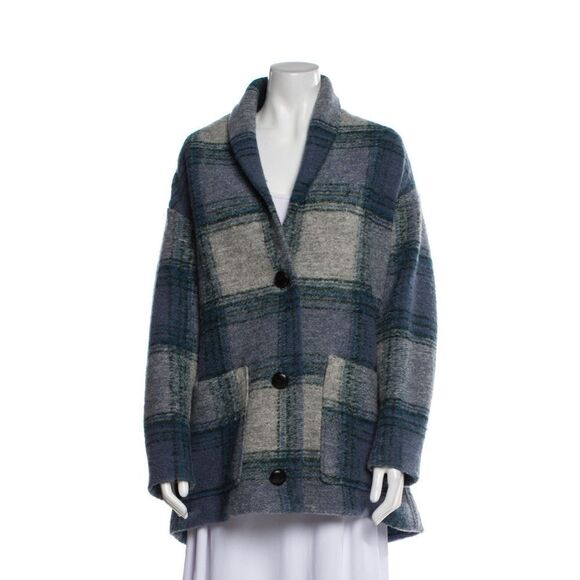 Étoile Isabel Marant Blue Plaid Wool Coat - Picture 1 of 3